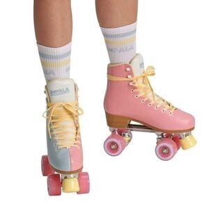NIB Impala Quad Roller Skate Pink Blue Split 4 Wheel Derby Sz 11